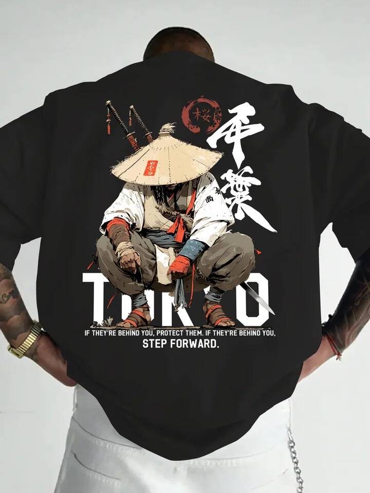 Street Fashion In Tokyo - อะนิเมะซามูไร โตเกียว วอร์ริเออร์ชายหญิงเสื้อยืดฤดูร้อนฤดูใบไม้ร่วงทุกวันกลางแจ้งหลวมสตรีทแขนสั้นผ้าฝ้าย 100% อินเทรนด์ Y2K