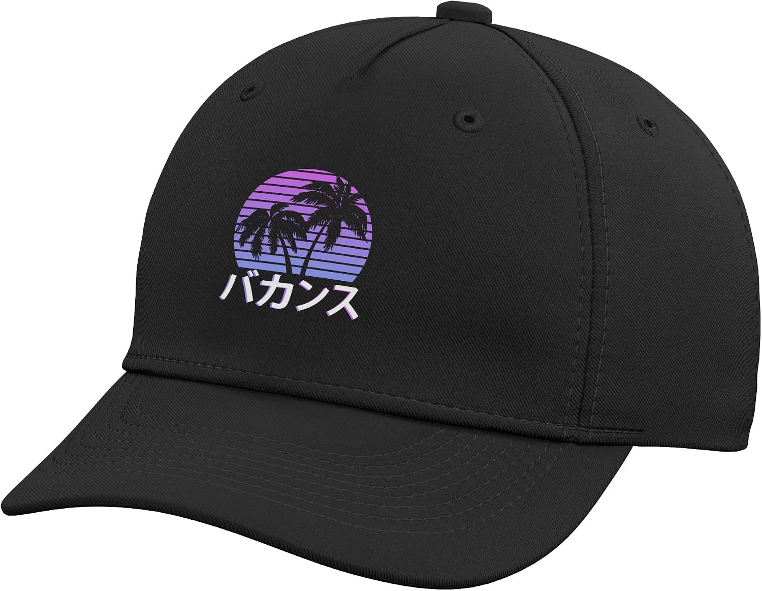 Street Fashion Roma - หมวกเบสบอลปรับได้สไตล์ Vaporwave ลายต้นไม้เขตร้อน วันหยุดพักผ่อน ลายอักษรญี่ปุ่น แฟชั่นสตรีท