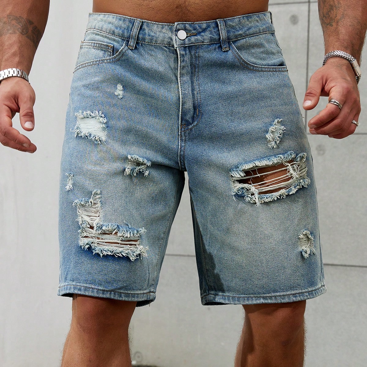 Street Fashion Jeans - แฟชั่นใหม่สำหรับผู้ชายเสื้อผ้าแบรนด์ยีนส์ขาสั้นลายขาดเบอร์มิวดากางเกงขาสั้นผ้าฝ้ายระบายอากาศผ้าเดนิมสตรีทแวร์กางเกงขาสั้นผู้ชาย