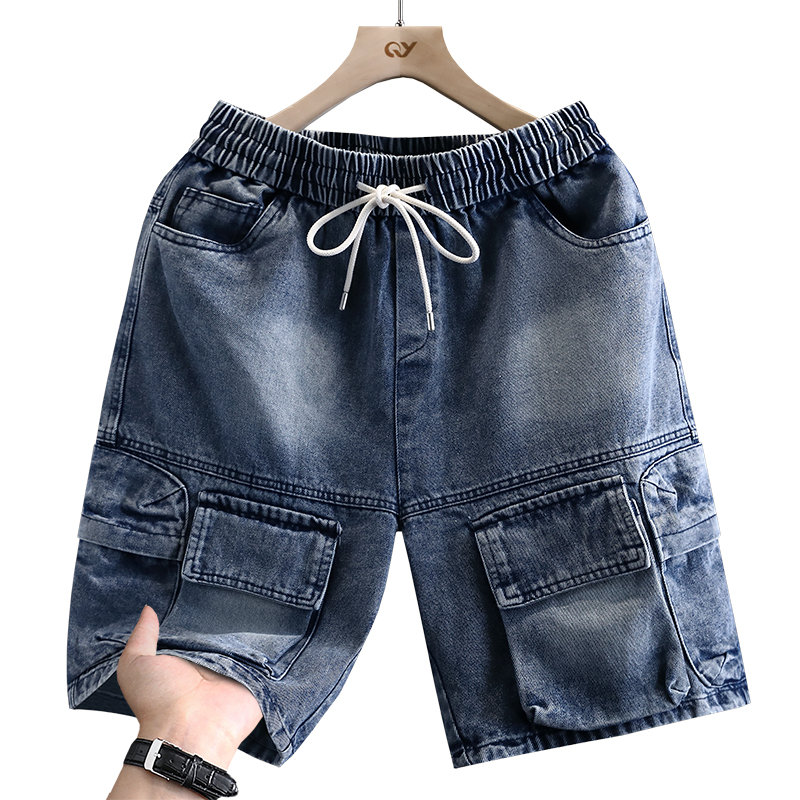 Street Fashion Jeans - กางเกงขาสั้นคาร์โก้ผู้ชายแฟชั่นฤดูร้อนใหม่ผ้าฝ้ายผสมบาง ๆ กางเกงยีนส์ลำลอง 5 จุดสตรีทเทรนดี้เดลี่คอมฟอร์ทเดย์กางเกงยีนส์ขาสั้น