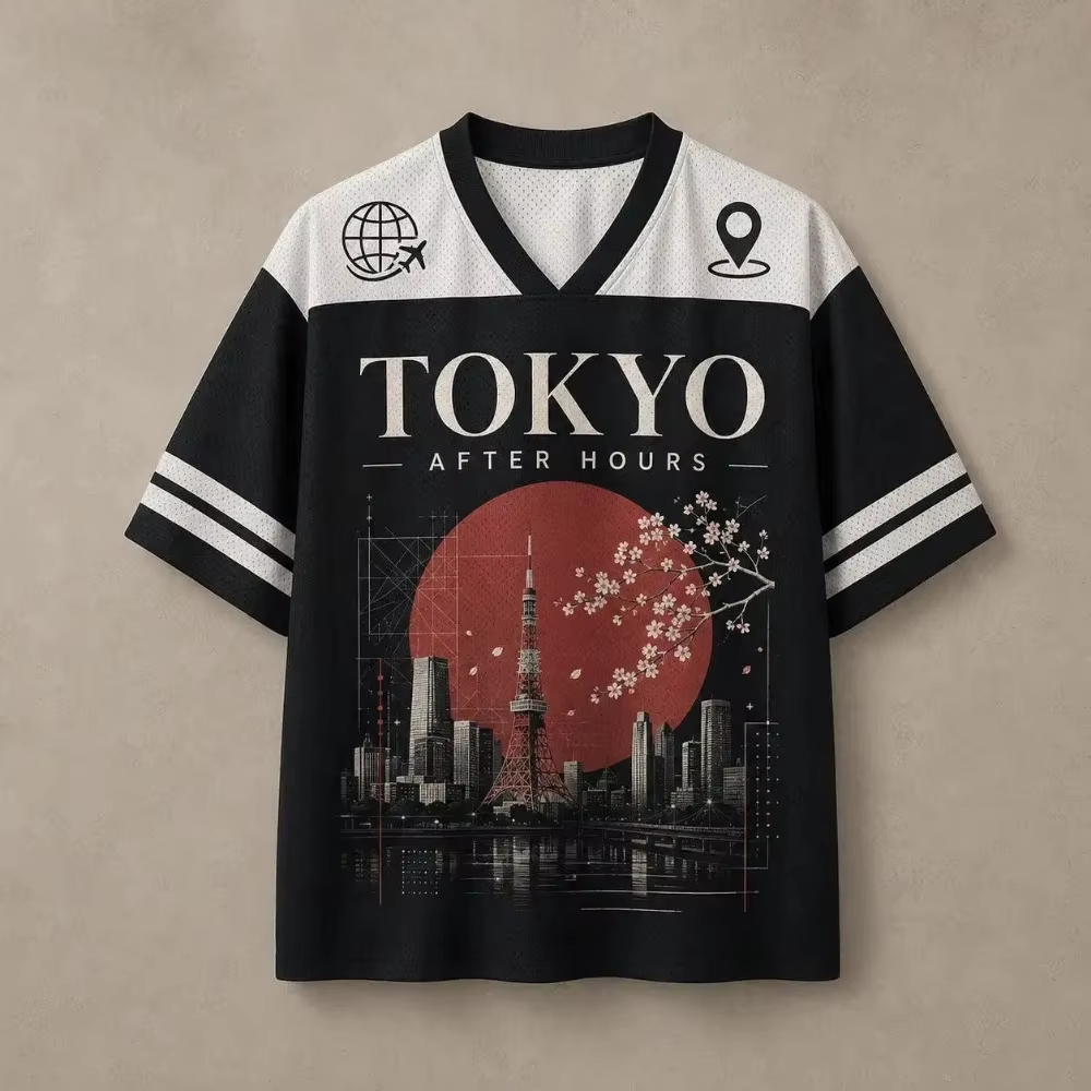 เสื้อยืดคอวีผู้ชายลายพิมพ์ 3D  - Street Fashion In Tokyo บทวิจารณ์และราคา