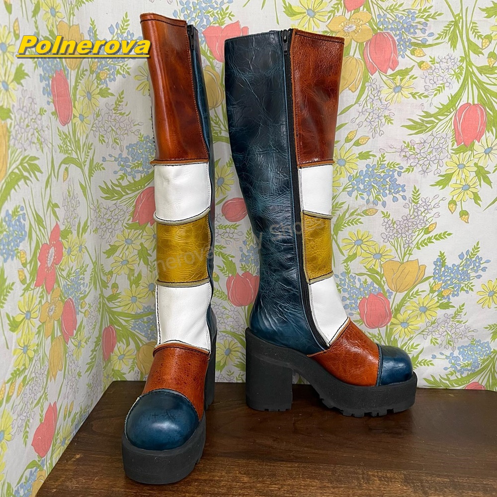 รองเท้าบูทหนังทรงสูงถึงเข่าสไต - Street Fashion Vintage บทวิจารณ์และราคา