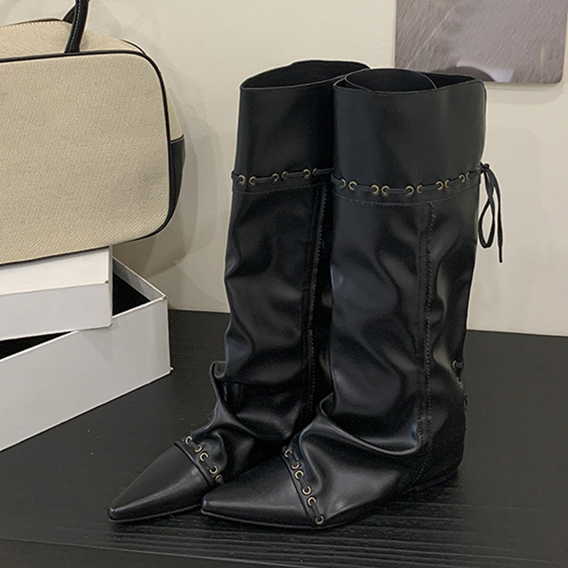 รองเท้าบูทหุ้มข้อผูกเชือกแบบมี - Street Fashion Vintage บทวิจารณ์และราคา