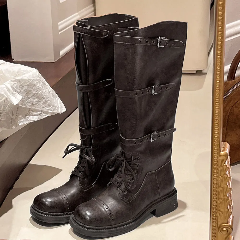 รองเท้าบูทสูงถึงเข่าสำหรับผู้ห - Street Fashion Vintage บทวิจารณ์และราคา