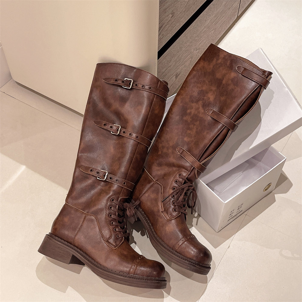 รองเท้าบูทสูงถึงเข่าสำหรับผู้ห - Street Fashion Vintage บทวิจารณ์และราคา