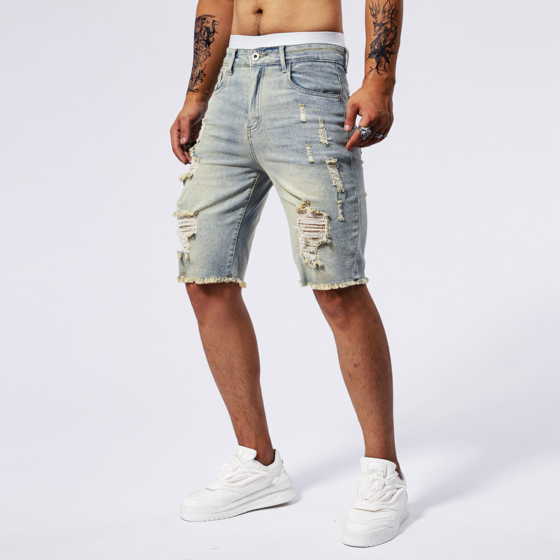 2025 ฤดูร้อนใหม่ผู้ชาย Ripped  - Street Fashion Jeans บทวิจารณ์และราคา