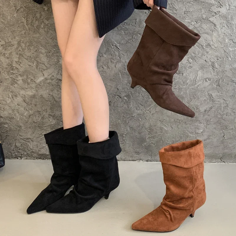 รองเท้าบูทข้อเท้าทรงวินเทจหัวแ - Street Fashion Vintage บทวิจารณ์และราคา