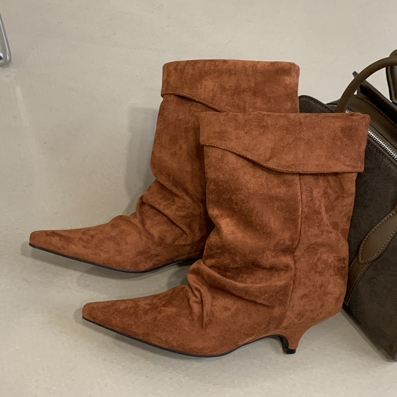 รองเท้าบูทข้อเท้าทรงวินเทจหัวแ - Street Fashion Vintage บทวิจารณ์และราคา