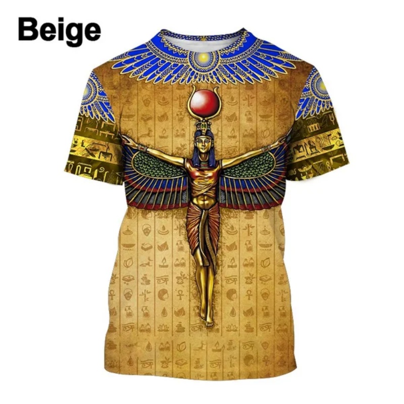 3D พิมพ์ฟาโรห์ Anubis เสื้อยืด - Street Fashion Egypt บทวิจารณ์และราคา