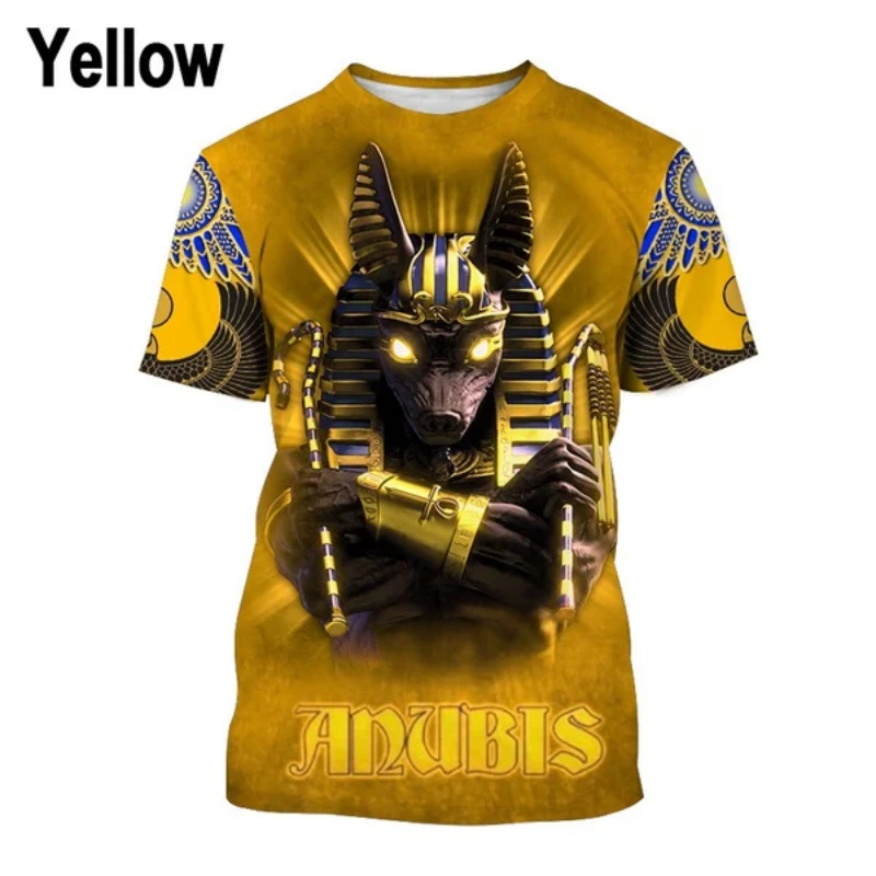 3D พิมพ์ฟาโรห์ Anubis เสื้อยืด - Street Fashion Egypt บทวิจารณ์และราคา