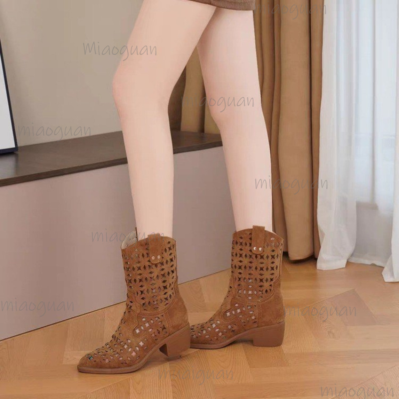 รองเท้าบูทส้นกลางแบบโปร่งสำหรั - Street Fashion Roma บทวิจารณ์และราคา