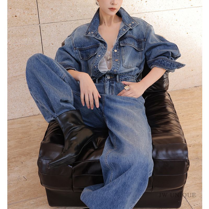 จั๊มสูทเดนิมสไตล์เรโทรอเนกประส - Street Fashion Jeans บทวิจารณ์และราคา