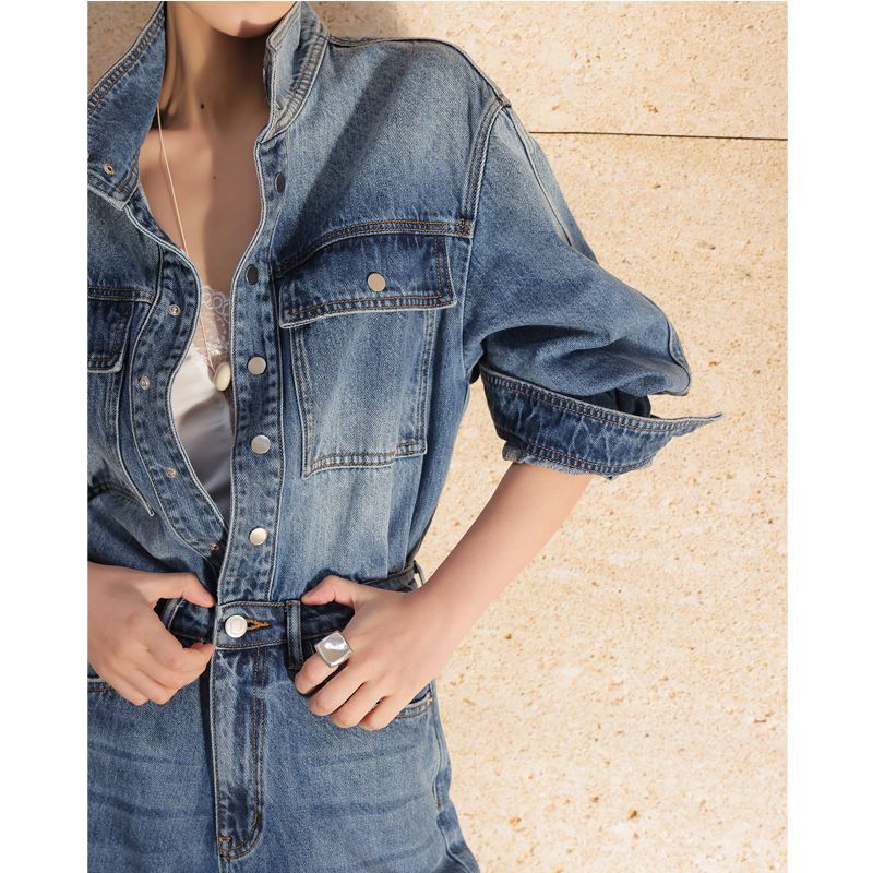 จั๊มสูทเดนิมสไตล์เรโทรอเนกประส - Street Fashion Jeans บทวิจารณ์และราคา