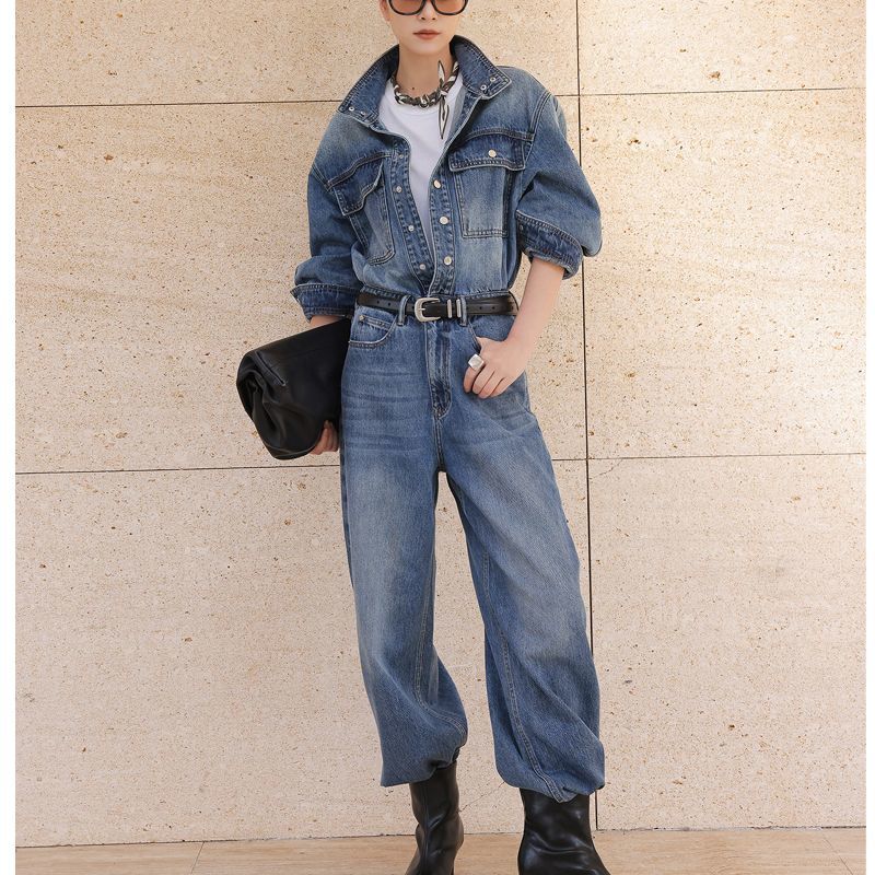 จั๊มสูทเดนิมสไตล์เรโทรอเนกประส - Street Fashion Jeans บทวิจารณ์และราคา