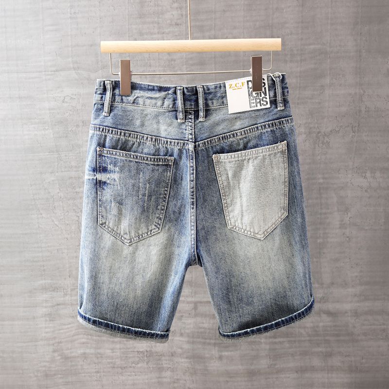 กางเกงยีนส์ขาสั้นผู้ชายกางเกงพ - Street Fashion Jeans บทวิจารณ์และราคา