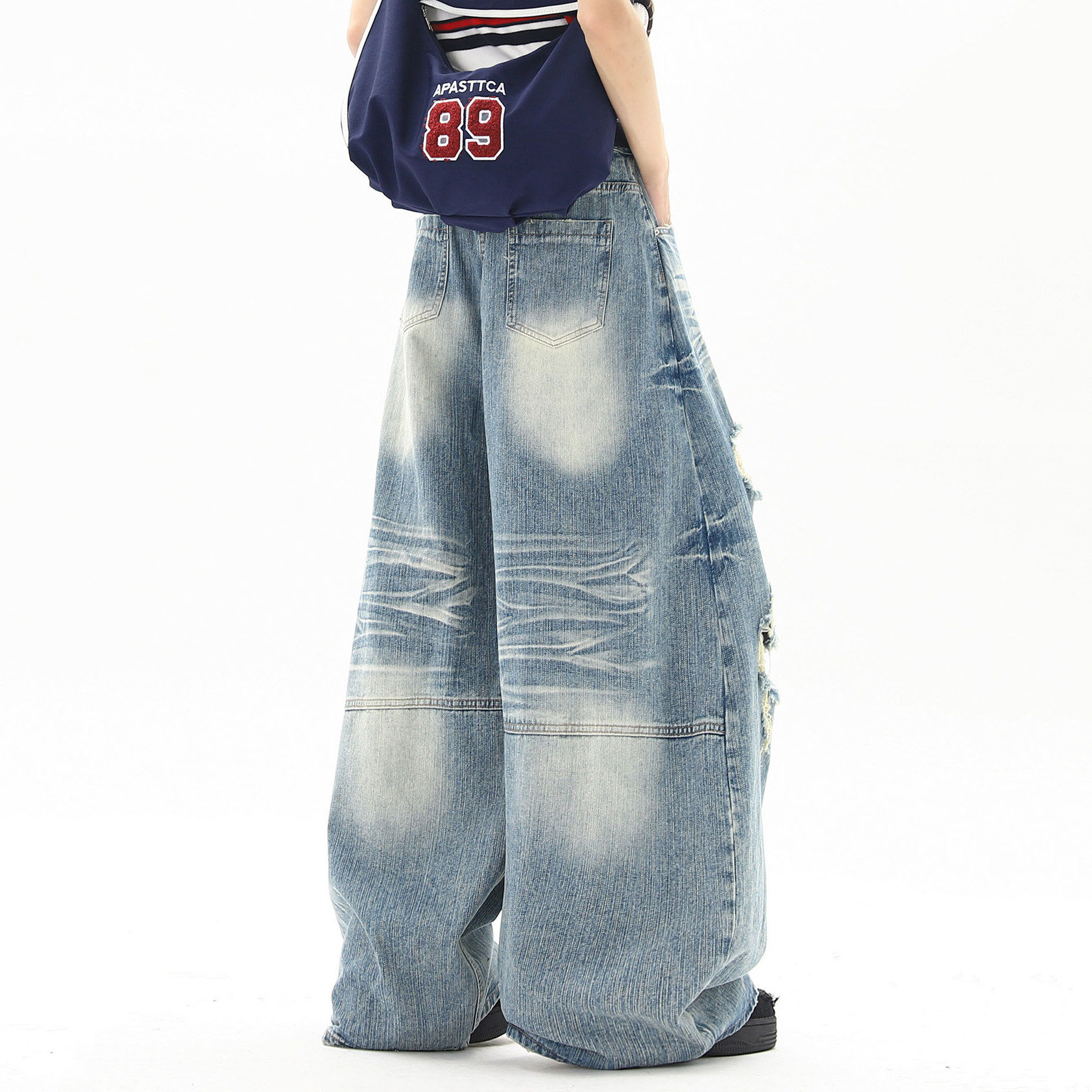 กางเกงยีนส์ขาดสไตล์อเมริกันสำห - Street Fashion Jeans บทวิจารณ์และราคา