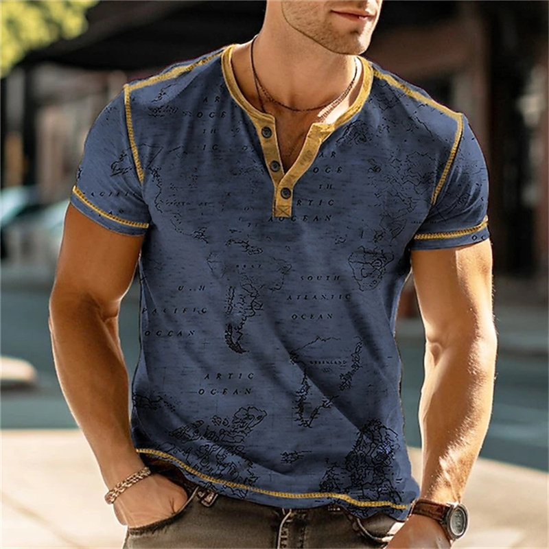 เสื้อเชิ้ตเฮนรี่ผู้ชาย ลายพิมพ - Street Fashion Vintage บทวิจารณ์และราคา