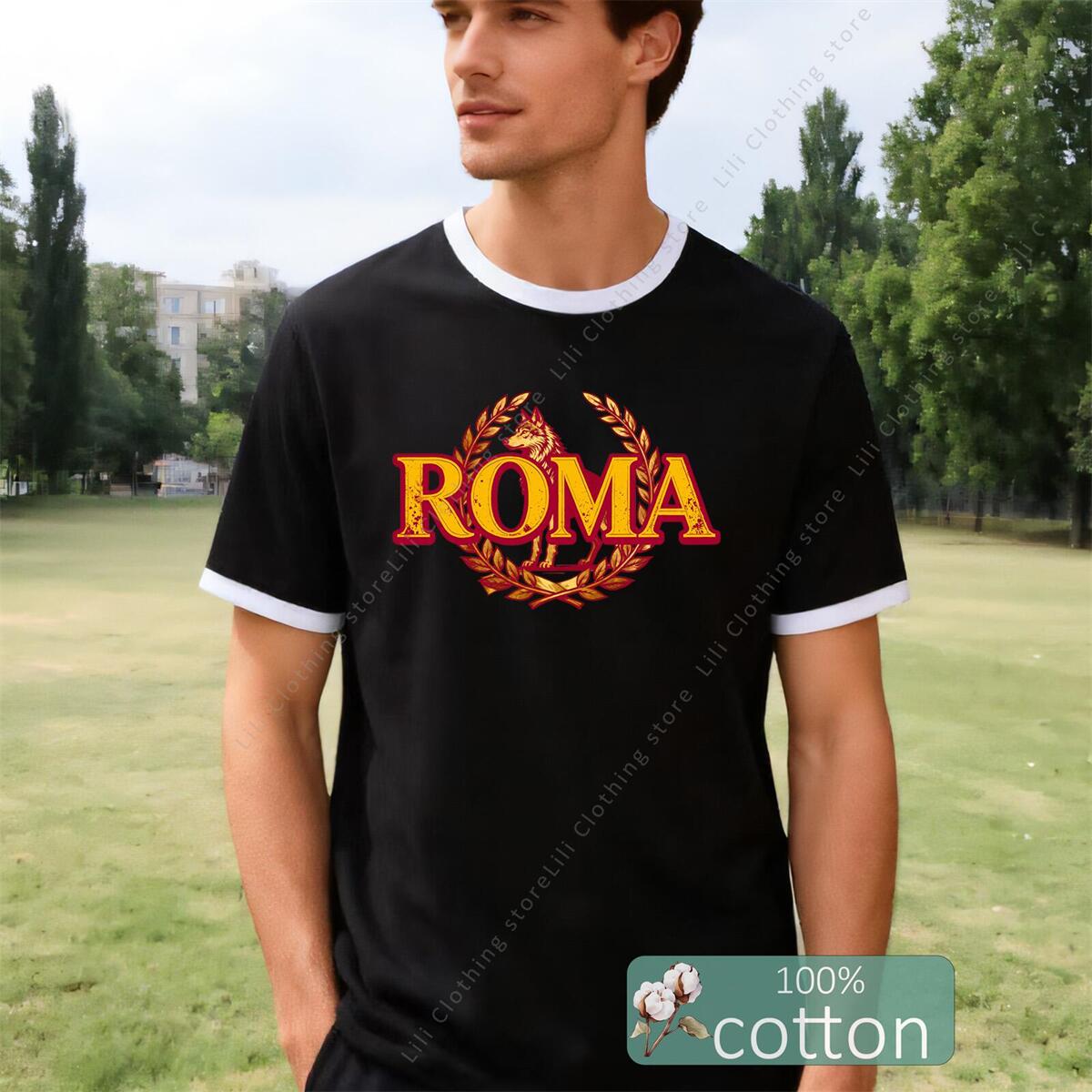 ROMA Letter Graphic Print เสื้ - Street Fashion Roma บทวิจารณ์และราคา