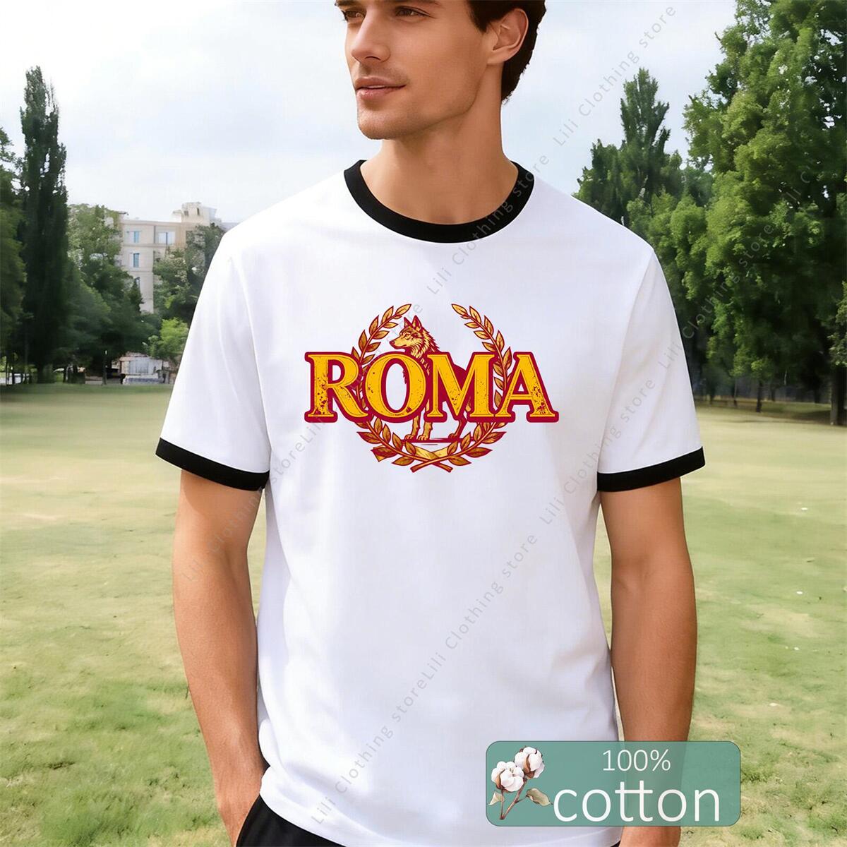 ROMA Letter Graphic Print เสื้ - Street Fashion Roma บทวิจารณ์และราคา
