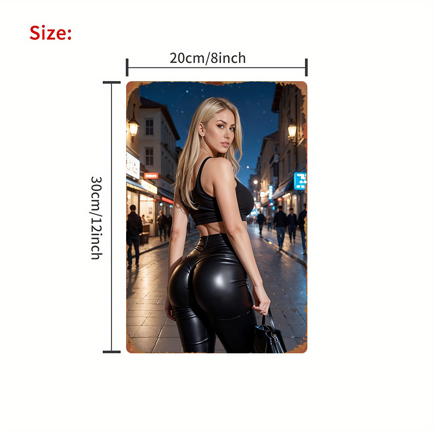 ป้ายโลหะ 1 ชิ้น รูปผู้หญิงแฟชั - Fashion Street Night บทวิจารณ์และราคา